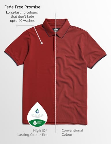 Image of Symbol Premium Men's Cotton Stretch Solid Polo T-Shirt (Regular Fit | Pique Knit)