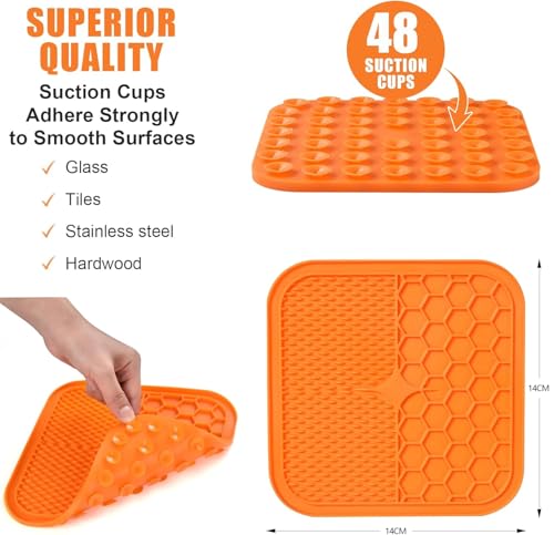 AiQInu Schleckmatte Hund mit Saugnapf,2 Stück Leckmatte Hund BPA-frei mit 1 Silikonspatel,Slow Feeder Hunde Leckmatte,Schleckmatte Katze für Hundebaden,Trainieren,Fellpflege & Krallenpflege (Small)