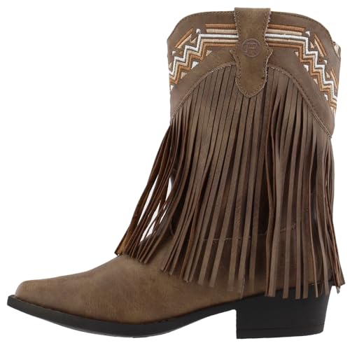 ROPER Kids Girls Fringes Snip Toe Casual Boots Mid Calf - Brown4