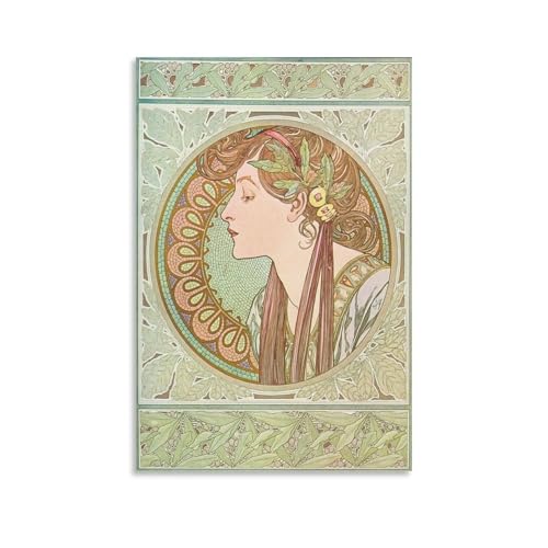 Impression sur toile originale Mucha pour embellir mur vide couloir sombre
