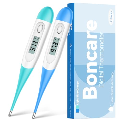 Thermometer for Baby, 2 Packs, Rectal Digital Thermometer with 10 Seconds Fast Reading (Light Blue+Blue Green)