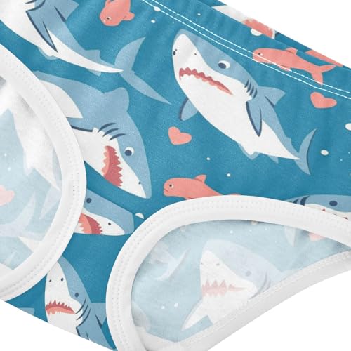 Wusikd Cute Sharks Girls' Underwear Cotton Hearts Girls Briefs Soft Toddler Underwear 2T4