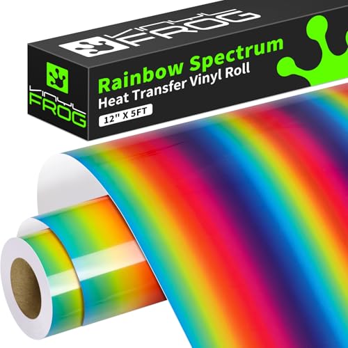 VINYL FROG Rainbow Heat Transfer Vinyl 12 x6ft HTV Vinyl Roll Patterned Iron on Vinyl for T-Shirt Heat Press Decoration/DIY Craft Project(Rainbow Spectrum 01)