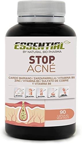 STOP ACNÉ | Elimina el Acné y Previene su Aparición | Tratamiento Eficaz Contra Espinillas y Puntos Negros Grasos | Cardio Mariano + Zarzaparrilla + Zinc + Cobre + Vit. B5, B6, B8 | 90 caps. vegetales