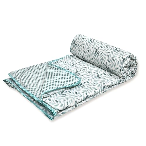 Image of Dohar Double Bed, Cotton Soft Lightweight Bed Blanket, AC Dohar, Comforter All Seasons 84 x 96 inch- (Sky Blue Mahndi, Pack of 1)