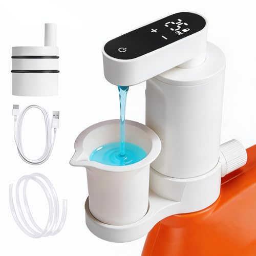 Electric Laundry Detergent Dispenser Automatic Laundry Dispenser for Liquid Detergent with Bottle Adapter USB Recharg 8ml/s Flow 5 Mode Smart Laundry Soap Pump for Laundry Room Organization White