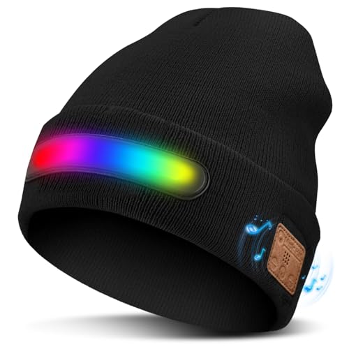 Bluetooth Beanie Hats Gifts Ideas for Men Women Mom Dad Wife Husband Boyfriend Valentine Birthday Black