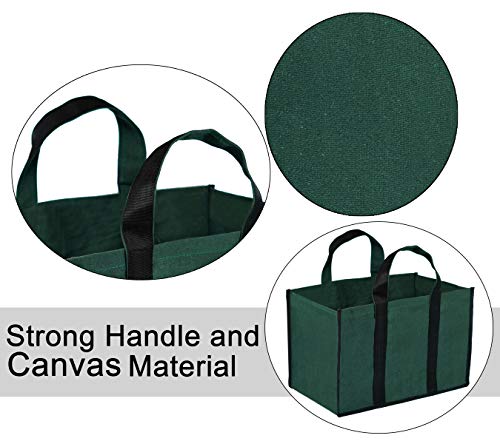 Image of DAHSHA Pack of 2 Heavy Duty Canvas Grocery Bags (Green,41x24x27cm)