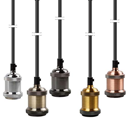 真鍮ソケットE26用 ペンダントライト1灯 引掛シーリング用 ダクトレール用電球ソケット コード1m レトロ おしゃれ LED対応 (引掛けシーリング用, Gold(金色))