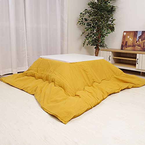 先染めつむぎ織 こたつ布団 正方形170×170cm からし色