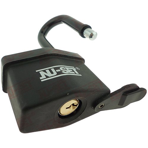Image of NU-SET Lock | 2 1 /2-Inch Laminated Steel Padlock | Long Shackle Laminated Padlock for Door Security | Home Improvement & Door Hardware (Black)