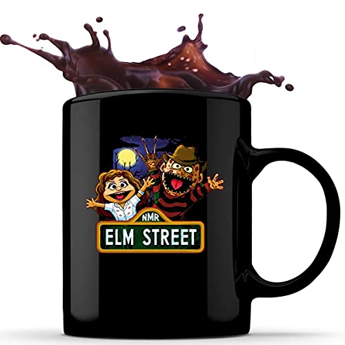 NA Taza de café de cerámica de ELM Street Freddy Krueger, 11 oz, Regalos Personalizados, impresión en Ambos Lados Sensible al Calor