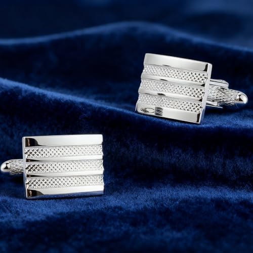 Set de Mancuernas Rectangulares de Metal Plateado miniatura 2