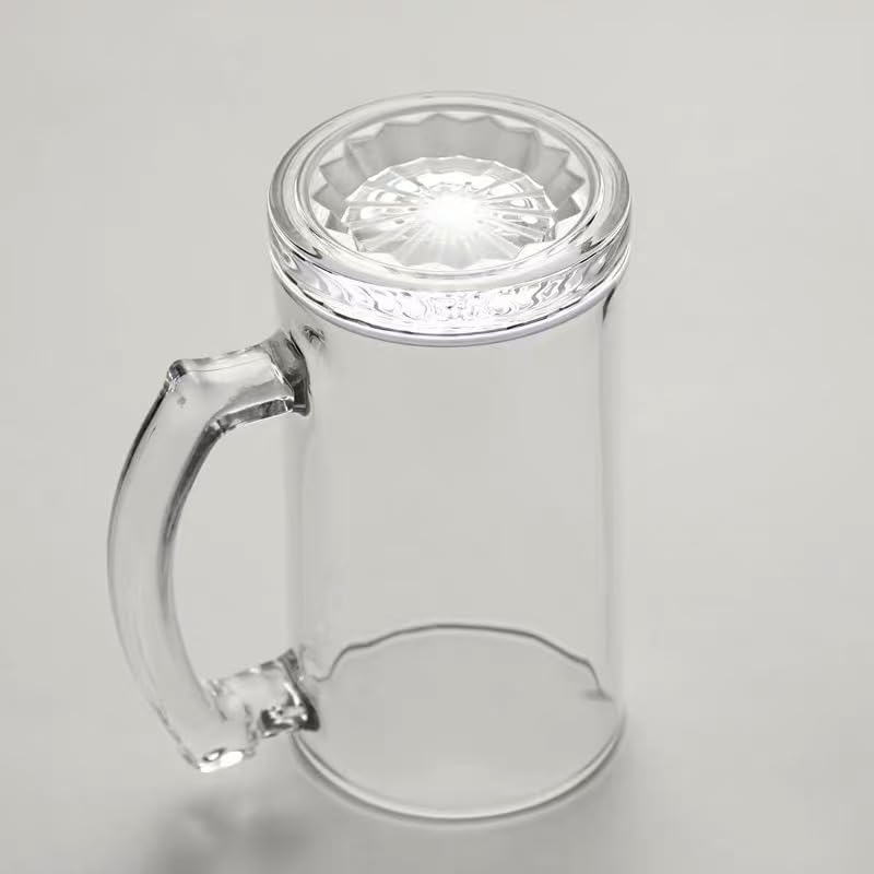 Image of Melbify Beer Mug | 500 ml | Set of 4 | Petal Bottom Embossing Design | Mug with Handle | Classic Beer Glasses | Premium | Heavy | Perfect for Beer, Cider,Cocktails,Mocktails | Gift Set