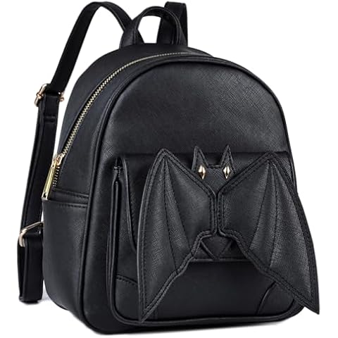 TIMCORR Bat Backpack,Black Mini Backpack Goth Backpack, Chic Bat Gothic Backpack,Small Leather Backpack Purse Mini Goth Daypack With Wings for Women Fashion Daypack Travel Halloween Goth Bag Cover