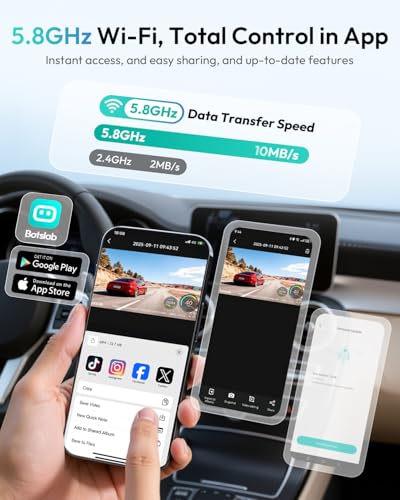 Image of BOTSLAB 4K Dash Cam Front and Rear[2026 Upgraded], 64GB SD Card Included, STARVIS Sensor, 170 Ultra Wide 4K+2K Dashcam with ADAS, Night Vision, 24 /7 Parking Mode, WDR, 5.8GHz WiFi, GPS,Loop Recording