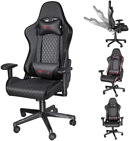 iooHug Gaming Chair, Workplace Excessive Again Laptop Chair Ergonomic Adjustable Swivel Desk Chairs with Headrest and Lumbar Help, Video Recreation Chairs for Teenagers and Adults Black