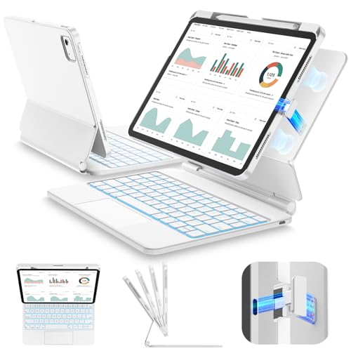 SIBEITU iPad Air 11�C���` (M3/M2 2025/2024) �L�[�{�[�h�P�[�X & iPad Pro 11 / Air ��5���� / ��4���� �Ή� ���񂽂�Z�b�g �}�O�l�b�g�X�^���h ���O���\�ȃP�[�X �����g���b�N�p�b�h �o�b�N��