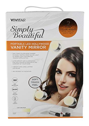 Espelho para maquiagem Vivitar Vanity Mirror com iluminação por LED e rotação 360° - Branco, VIVITAR