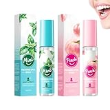 Spray Bucal de Menta+Spray Bucal de Melocotón, 18ML*2, Sabor a Fruta Serum Bucal, Serum Refrescante para El Mal Aliento, Mejora el mal Aliento