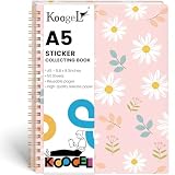 Koogel Reusable Sticker Book for Kids and Adults, A5 Sticker Collection Album Organizer with 50 Sheets Release Paper, for Collecting, Storing, Displaying, Journaling and Travel Keepsakes