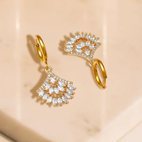 Image of Rubans Hoop Drop Earrings Gold Plated Stylish Trendy Jewellery Gift for Women & Girls