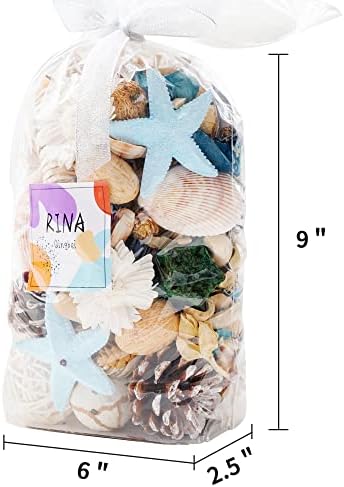 Qingbei Rina Spring Pot pourri Bag,Ocean Breeze Scented Pot pourri Dried Flower,Large 500g,Fragrance Vial Included,Bowl Vase Filler,Home Fragrance Wedding Party Decor(Blue)