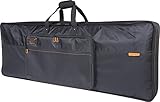 Durable exterior materials Fleece interior and thick foam padding Padded nylon straps for carrying over the shoulder or backpack style Front pocket with zipper for storing music and accessories Reinforced handle
