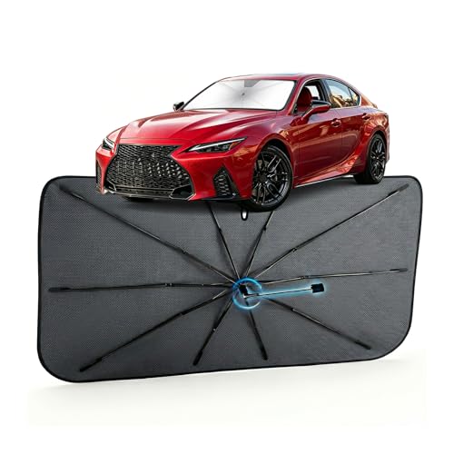 Image of Car Windshield Sun Shade for Lexus is 2006-2026 - Reflective Coated Fabric Sunshade Umbrella for Front Window, UV Protection Heat Shield Sun Blocker Heat Reflector, 1:1 Exact Fit Keep Car Cool