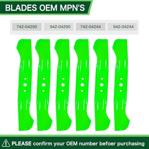 46" Deck High Lift Mower Blades Fit for Cub Cadet XT1-LT46 XT2-LX46 LTX1045 LTX1046 LTX1042 Craftsman T240 LT2000 T8200 Lawn Mower Replace 742-04244 742-04244A 742-04290 942-04244 942-04244A 6 Pack by TENGMUJX - Used condition - Image 4