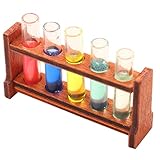 VICASKY Miniature Doll House Test Tube with Tubes and Wooden Rack Smooth Surface Miniature Lab Accessory for Home Decor Lightweight and Compact Adornment