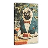 BKNSLJH Póster digital de perezoso caprichoso en un traje elegante disfrutando de una cena gourmet de carne, 30 x 45 cm