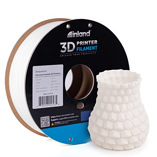 Inland 1.75Mm Abs 3D Printer Filament, Dimensional Accuracy +/- 0.03 Mm - 1Kg Cardboard Spool (2.2 Lbs) - Fits Most Fdm/Fff Printers - Glow In The Dark #TOP30