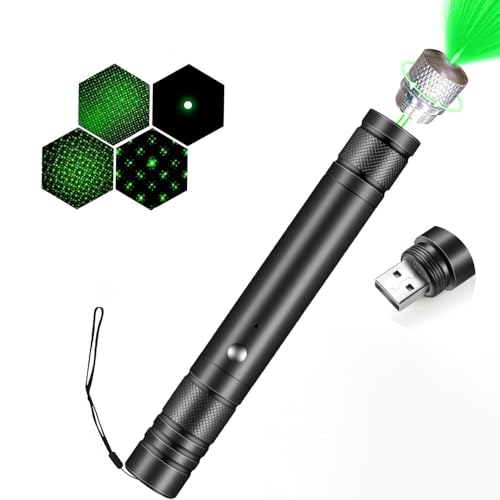 Carreuty Handheld Tragbare Taschenlampe USB Wiederaufladbare Taschenlampe mit 4 Lichtmodi für Präsentationsgerät Grün Starke Lichtanzeige...