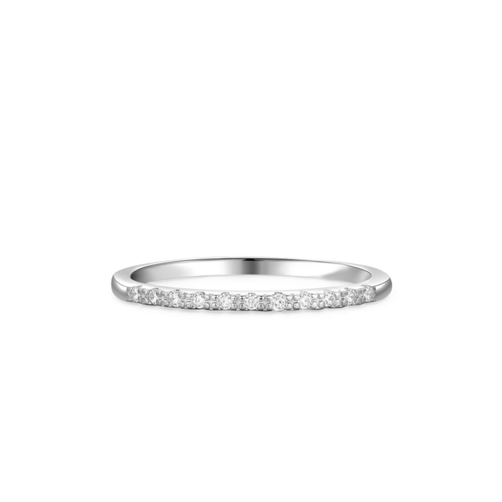 Anillo para mujer, diseño fino y apilable, con diamantes redondos de laboratorio, oro blanco de 18 quilates, talla 47 (15,0)