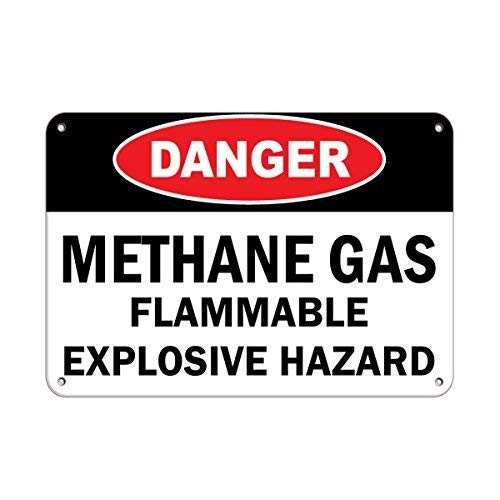 Warning Sign Danger Methane Gas Flammable Hazard Business 12X8 Inches Aluminum Metal Tin