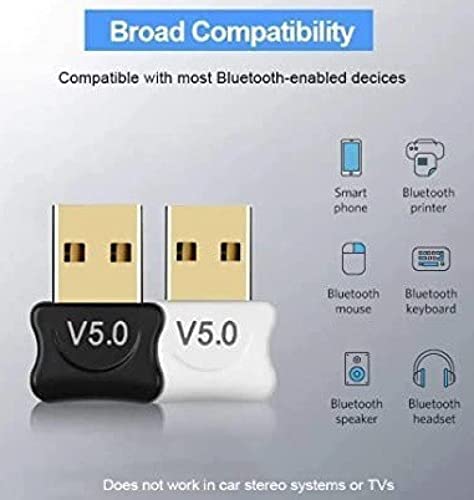 Image of USB Bluetooth Adapter for PC, Bluetooth Receiver, 5.0 Bluetooth USB Dongle Receiver Support Windows 10 /8.1 /8 /7 /XP for Desktop, Laptop, and Others