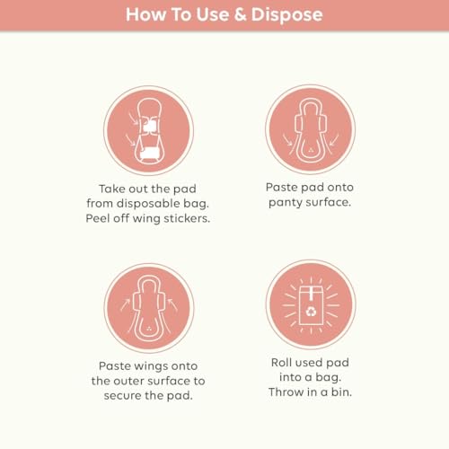 Image of LAIQA Ultra Soft Moderate Flow Sanitary Pads for Women| 10 Large Premium Pads with 10 Disposable Bag + 2 Free Pantyliners|Made with Natural Fibers|Rash-Free Pads with 4 wings|No Chlorine|No Fragrance