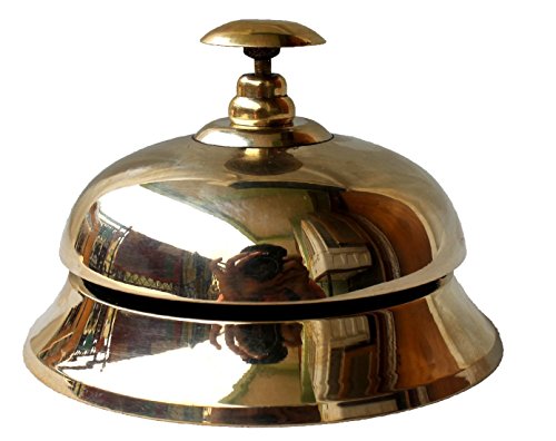 PARIJAT HANDICRAFT Handcrafted Solid Brass Hotel Counter Bell, Officer Call Bell Ornate Brass Hotel Counter Bell Desk Bell Service Bell for Hotels, Schools, Restaurants, Reception Areas, Hospitals.