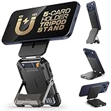 SUPCASE for MagSafe Wallet with Stand, Magnetic Wallet for Men, [Hold 5 Cards] [Adjustable Stand] [RFID Blocking] Phone Stand Credit Card Holder Tripod for iPhone 17/16/15/14/13/12 Series, Carbon