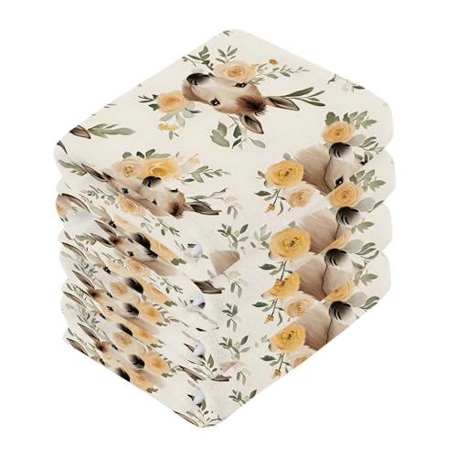 YMGQYJ Cotton Washcloths 4 Pack Donkey Floral Print, Soft Water Absorbent Quick Dry Fingertip Towels for Bathroom Hotel Travel 12×12 in