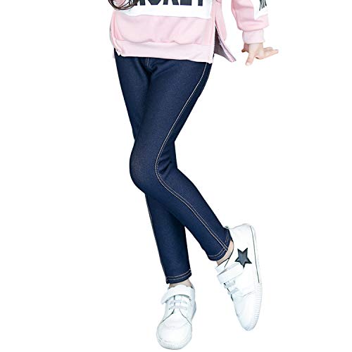 Evelin LEE Kids Girls Winter Warm Fleece Lined Jeans Leggings Elastic Waist Denim Pants Soft Jeggings