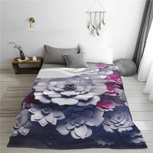 Couverture polaire douce contre le froid imprimé fleurs 3D - 8
