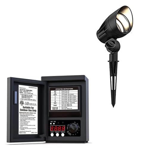 Goodsmann Low Voltage Transformer 120W With 1Pk Landscape Lighting 5W Replaceable Led 2700K 400 Lumen For Outdoor Lighting With Metal Spike And Connector #TOP9