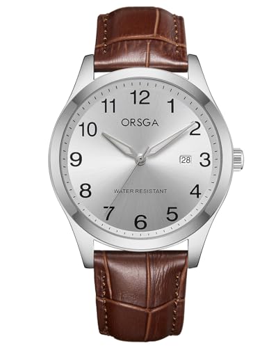 CIVO Reloj Hombre Analogico Negro: Relojes de Pulsera Cuero Marrón - Reloj Cuarzo Hombre Elegante Fecha Luminoso Clásico