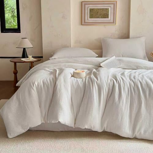 NSNLGSGC 100% Muslin Cotton Duvet Cover, Grey White, King by NSNLGSGC - Used condition - US$51.86