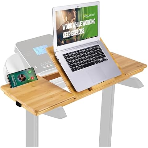 Nnewvante Treadmill Desk Adjustable Height, Desk Attachment to Treadmill Worksation/Recliner Bamboo Tilted Top Laptop Holder Cover