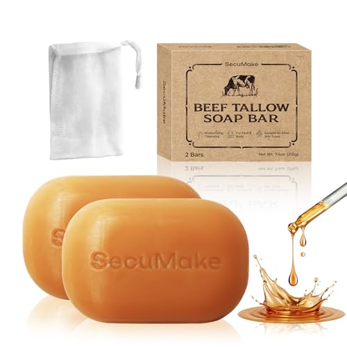 SecuMake Grass-Fed Tallow Soap Bar 2 Pack 3.7 oz Each
