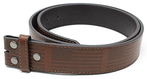 BC Belts Leather Belt Strap with American Flag Embossed Pattern 1.5" Wide with Snaps - USA Patriotic Stars and Stripes4