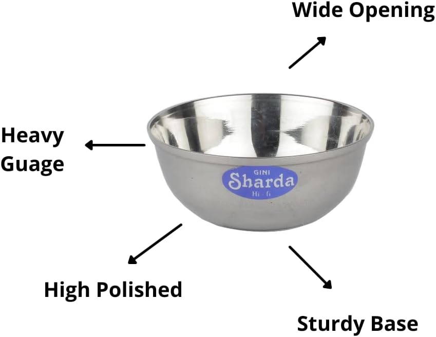 Sharda Metals Stainless Steel Dessert Curry Salad Soup Ice Cream Serving Bowls Wati Watti Vati Vatti Katori for Kitchen & Dining, Set of -12